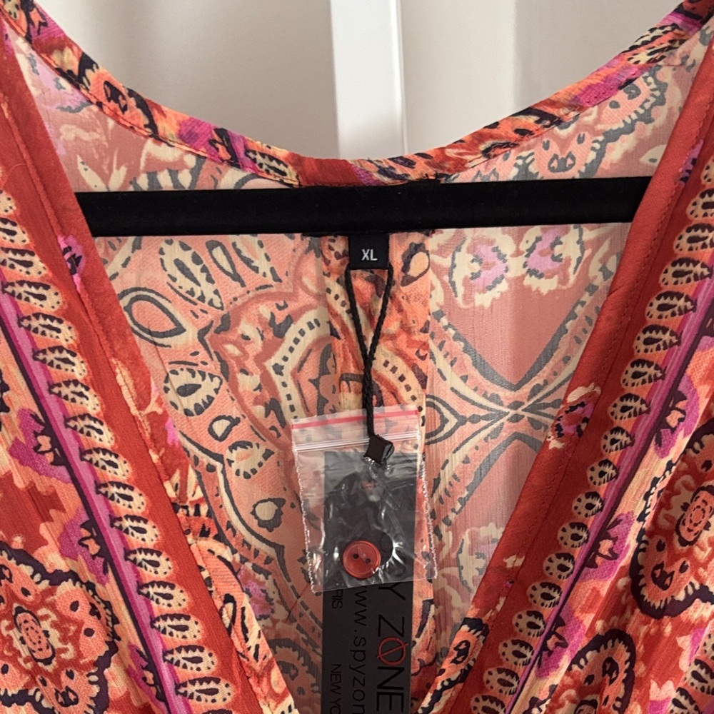Spy Zone Exchange Bohemian Gypsy Faux Wrap Ethnic Print Maxi Dress Size XL - Picture 8 of 8